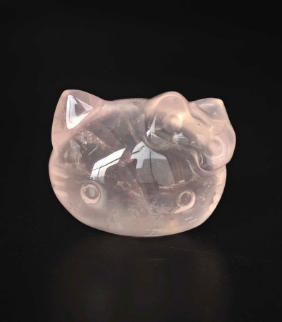 Rose Quartz Cartoon Kitty Head 1.2inch (3cm) A+/AA
