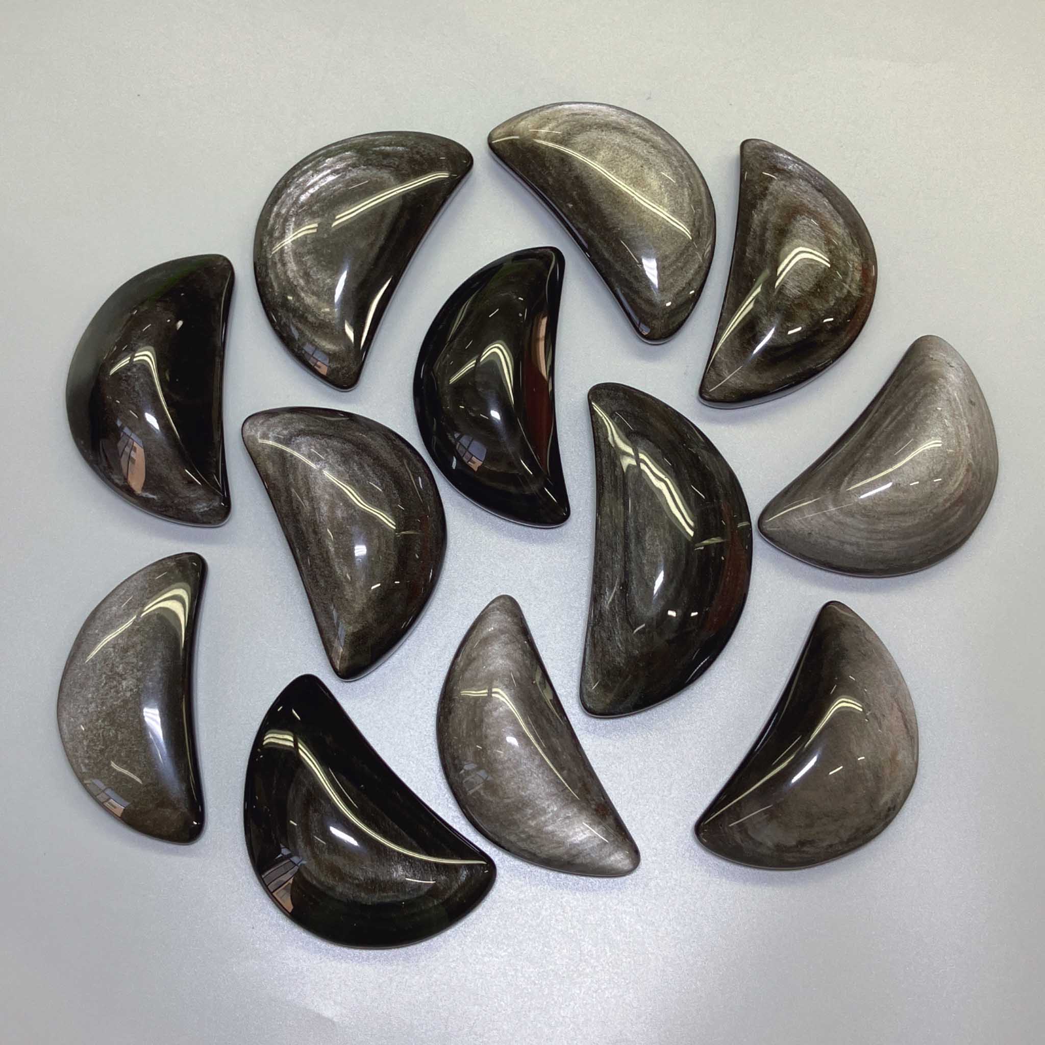8427ca6f435fd79f718ddd36dd4b8ce1-1 Silver Obsidian Moon 2.4-3.6 inch ( 6-9cm) A/A+