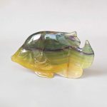 Fluorite Yellow & Green Fish Carving 4# 5inch (2.5x7x12.5cm) AA