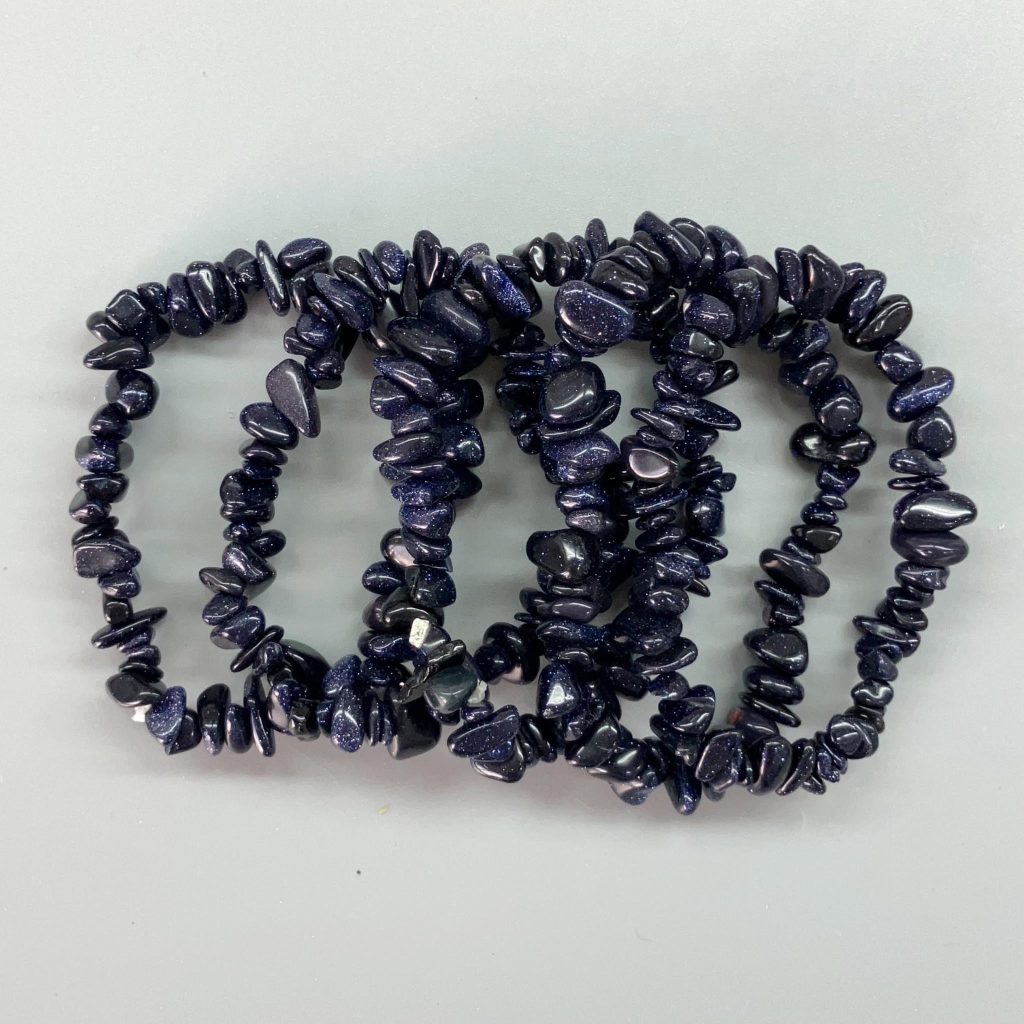 Blue Sandstone Chips Bracelet 4/8mm A