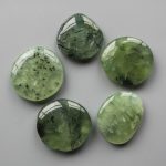 Epidote In Prehnite With Black Tourmaline Smooth Stone 1.6 inch (0.8-1 x 3.5-4.5cm) A+/AA
