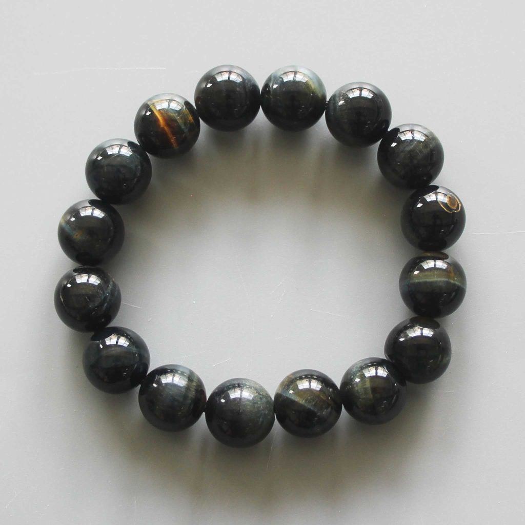 Blue Tiger Eye Round Bracelet 18cm 12mm A
