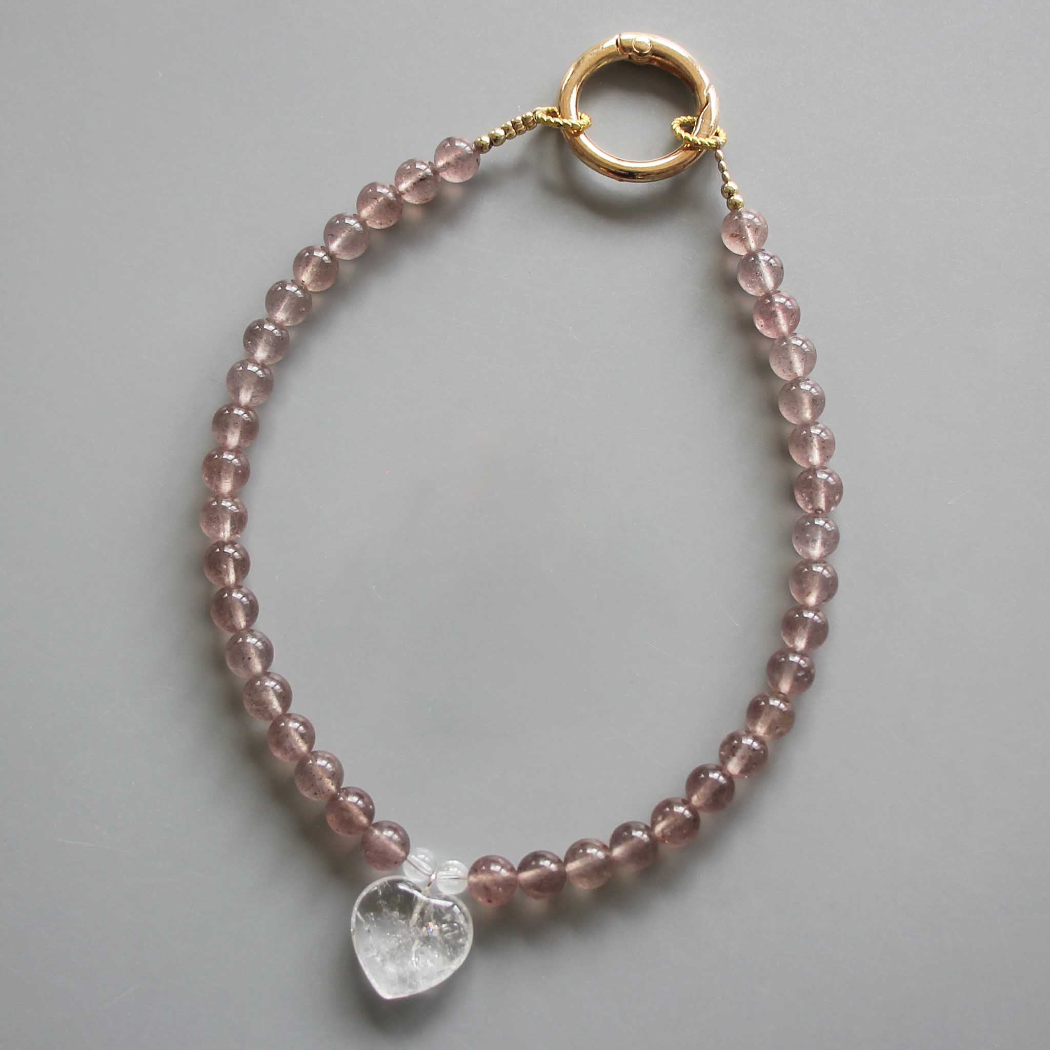 8ba9b9caf1430f04bd574032c7ed379a-1 Strawberry Quartz Round Bead Phone Cord 6mm A/B