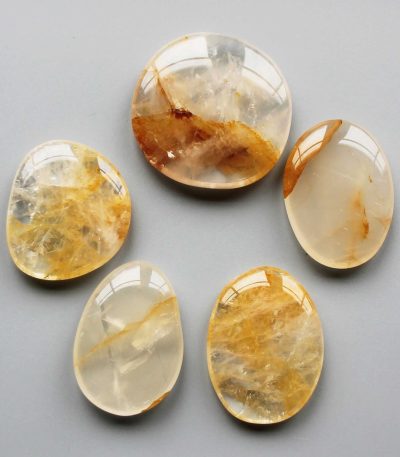 Gold Healer Quartz Smooth Stone 1.6 inch (0.8-1 x 3.5-4.5cm) A