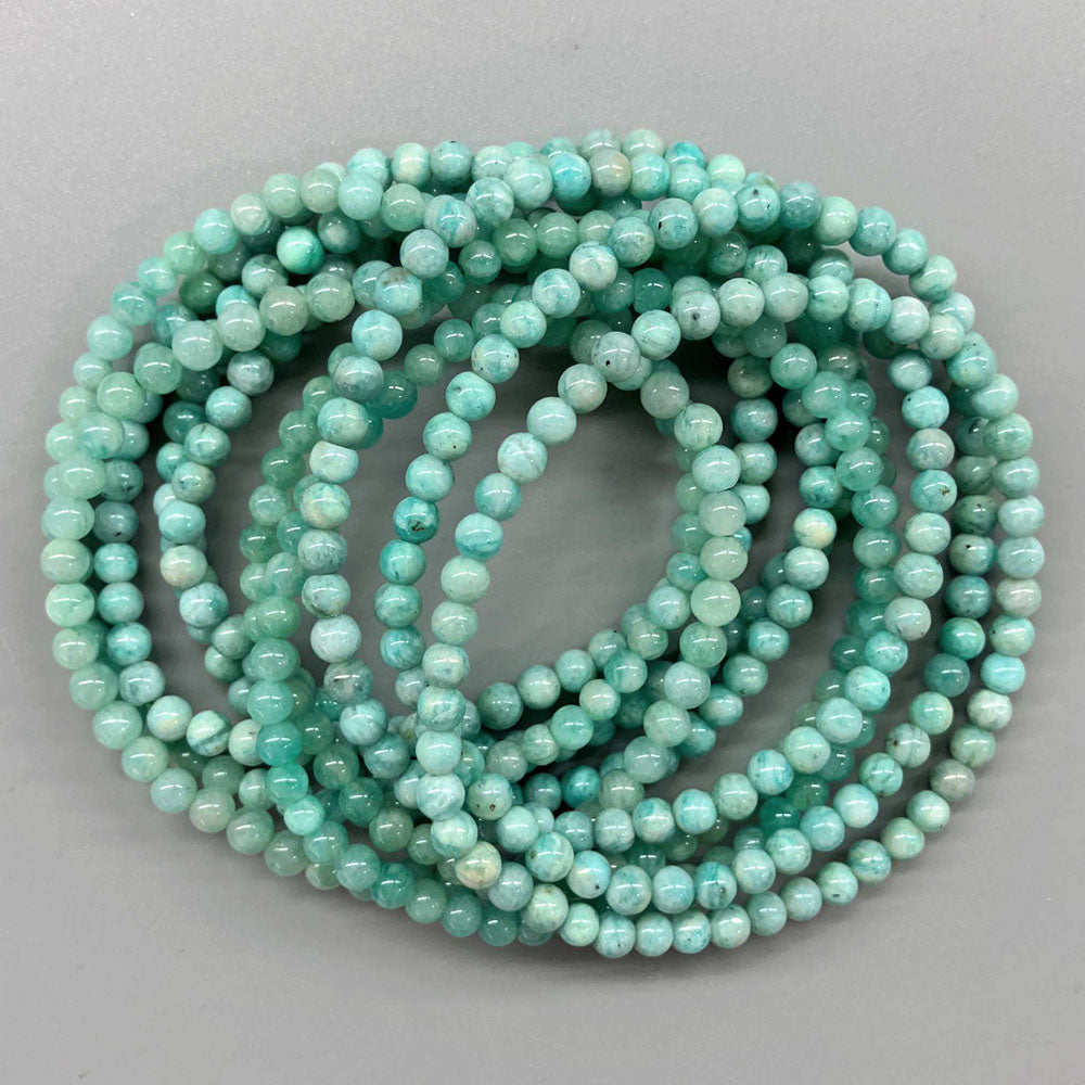 Green Amazonite Round Bracelet 18cm 4mm A