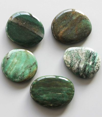 Green Fuschite Banded Smooth Stone 1.6 inch (0.8-1 x 3.5-4.5cm) A/B