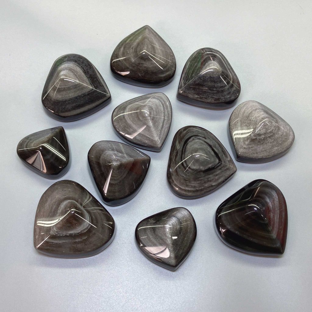 Silver Obsidian Free Form Heart Shape w/Edge 40/75mm A/A+
