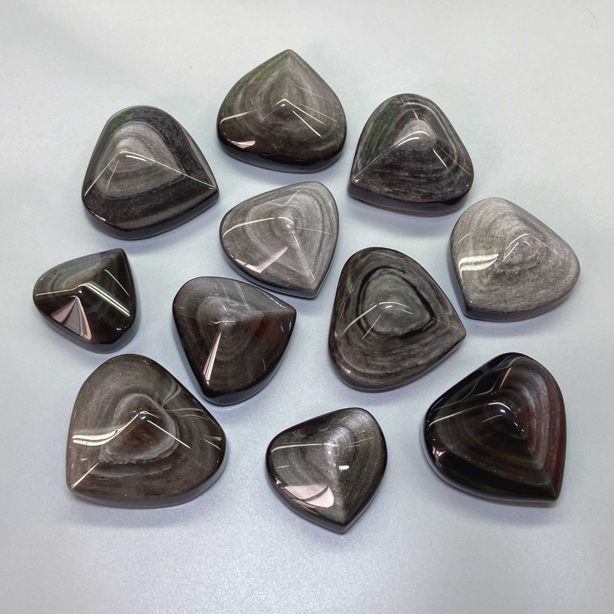 9227acf8973bcd04a07efdce956e0920-1 Silver Obsidian Free Form Heart Shape w/Edge 40/75mm A/A+