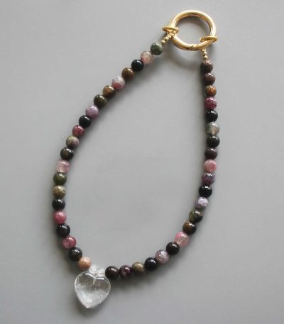 Tourmaline Mix Colour Round Bead Phone Cord 6mm A/B