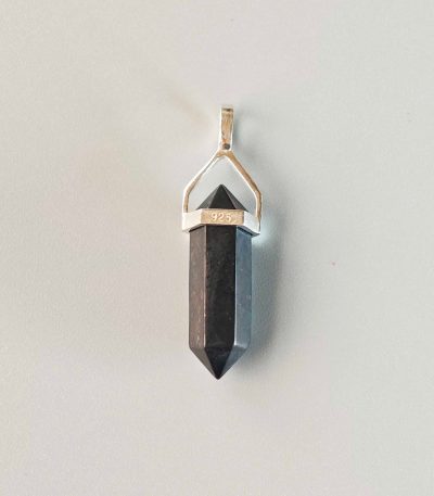 Shungite Double Point Pendant With Silver 7x30mm A