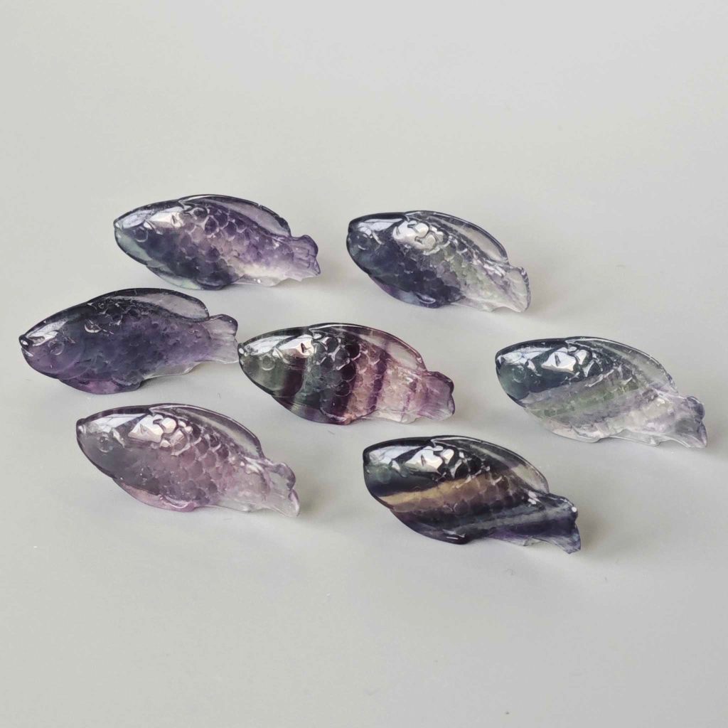 Blue Purple Rainbow Fluorite Fish#2 1 inch (2.5cm) A+/AA