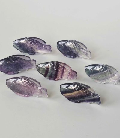 Blue Purple Rainbow Fluorite Fish#2 1 inch (2.5cm) A+/AA