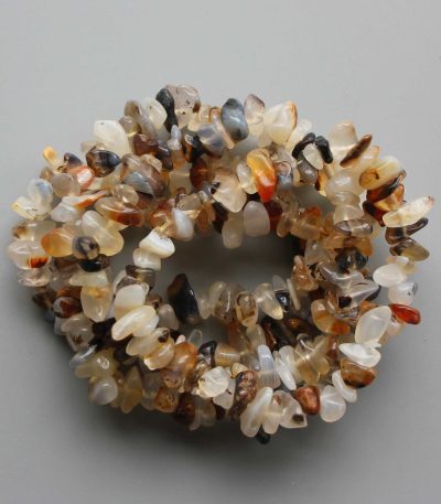 Tree Black & White Agate Chips Bracelet 4/8mm A