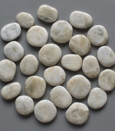 Moonstone Rainbow White Smooth Stone 1.6 inch (0.9 x 4cm) A/B