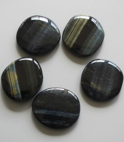 Blue Tiger Eye Smooth Stone 1.6 inch (0.8-1 x 3.5-4.5cm) A/A+