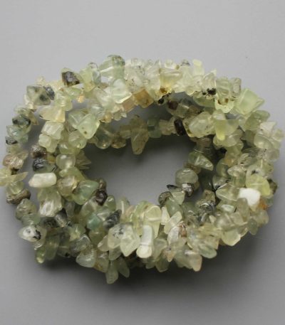 Epidote In Prehnite With Black Tourmaline Chips Bracelet 5/8mm A/A+