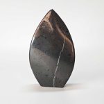 Shungite Flat-bottomed Thin Twisted Stone 3.2 inch (2.2 x 4.6 x 8cm) A