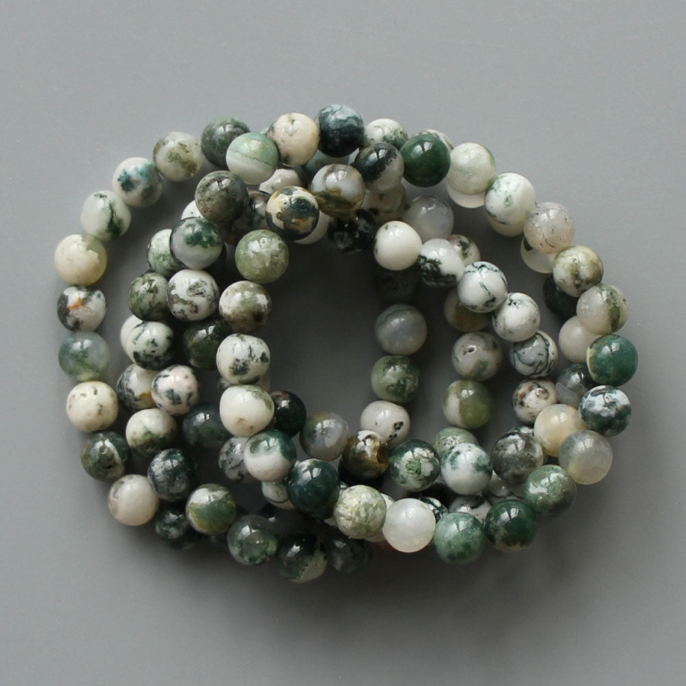 9d9d41376887876dfaadad313e5bebaf-1 Tree Agate Round Bracelet 18cm 8mm A/B