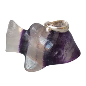 Fluorite Animals Pendant w/Silver (Size:18/22mm)
