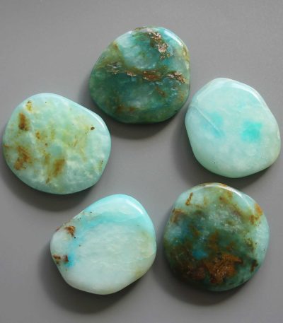 Blue Opal Smooth Stone 1.6 inch (0.8-1 x 3.5-4.5cm) A