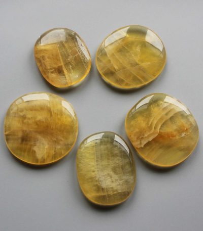 Yellow Fluorite Smooth Stone 1.6 inch (0.8-1 x 3.5-4.5cm) A