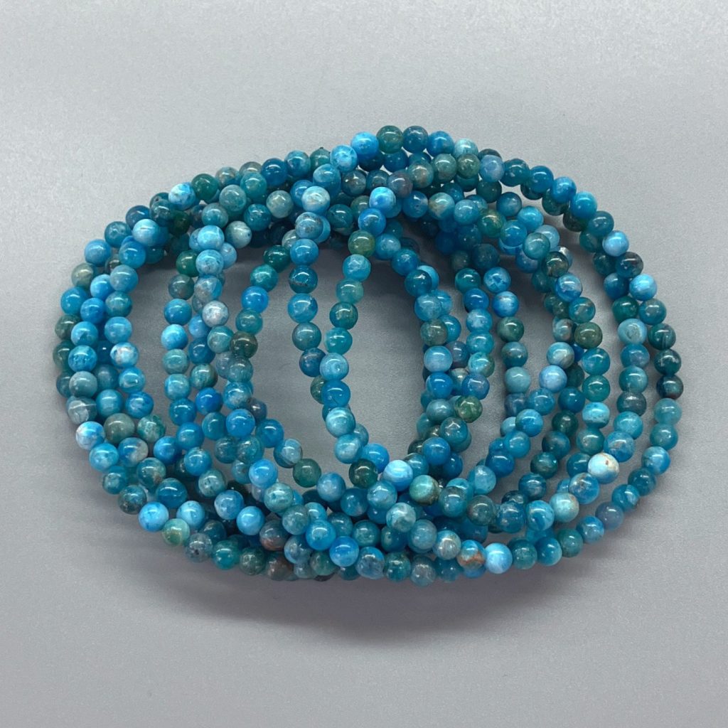 Blue Apatite Round Bracelet 18cm 4mm A-/B+