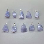 Blue Lace Agate Tumble with Corner Pendant With Silver 20/25mm A/A+