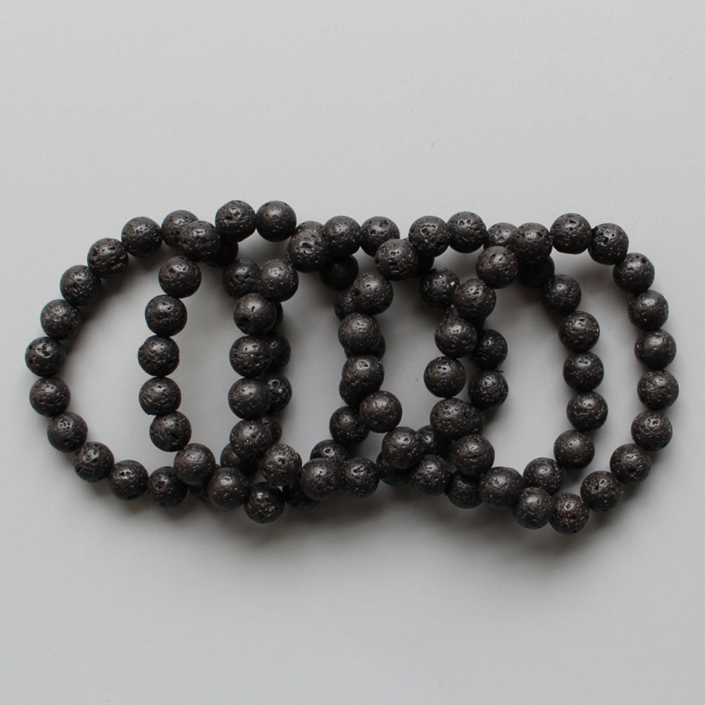 Lava Black Round Bracelet 18cm 10mm A