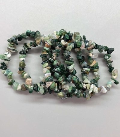 Moss Agate Chips Bracelet 4/8mm A/B
