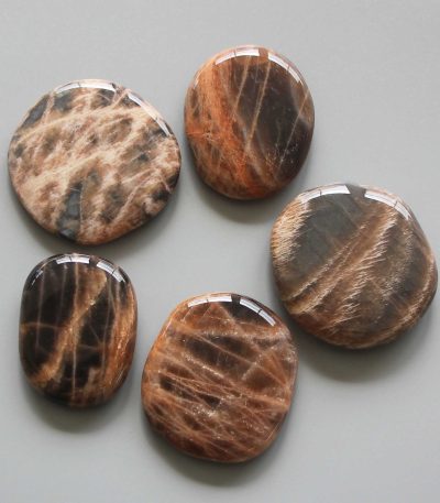 Shadow Orange Feldspar Smooth Stone 1.6 inch (0.8-1 x 3.5-4.5cm) A