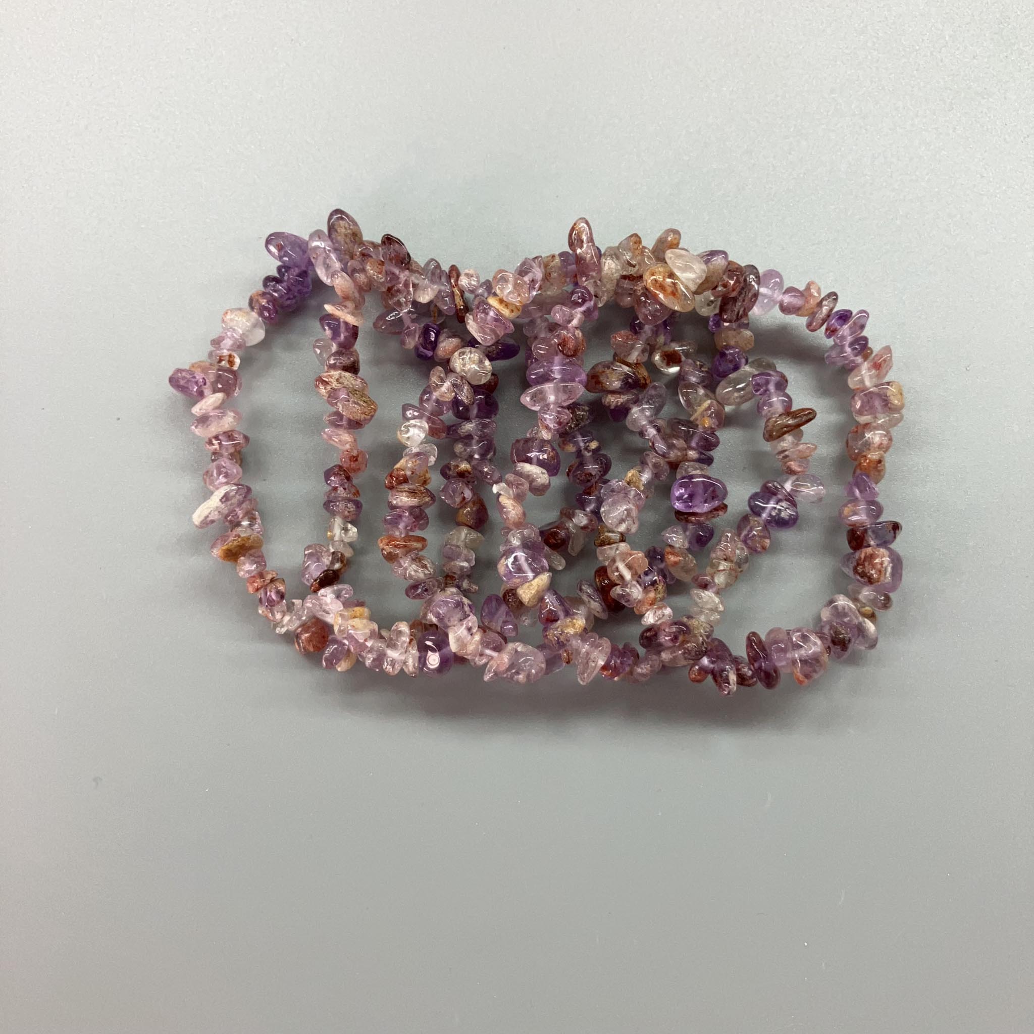 af86898b09b17499912bafc1eec842fc-1 Purple Phantom Quartz Chips Bracelet 4/8mm A