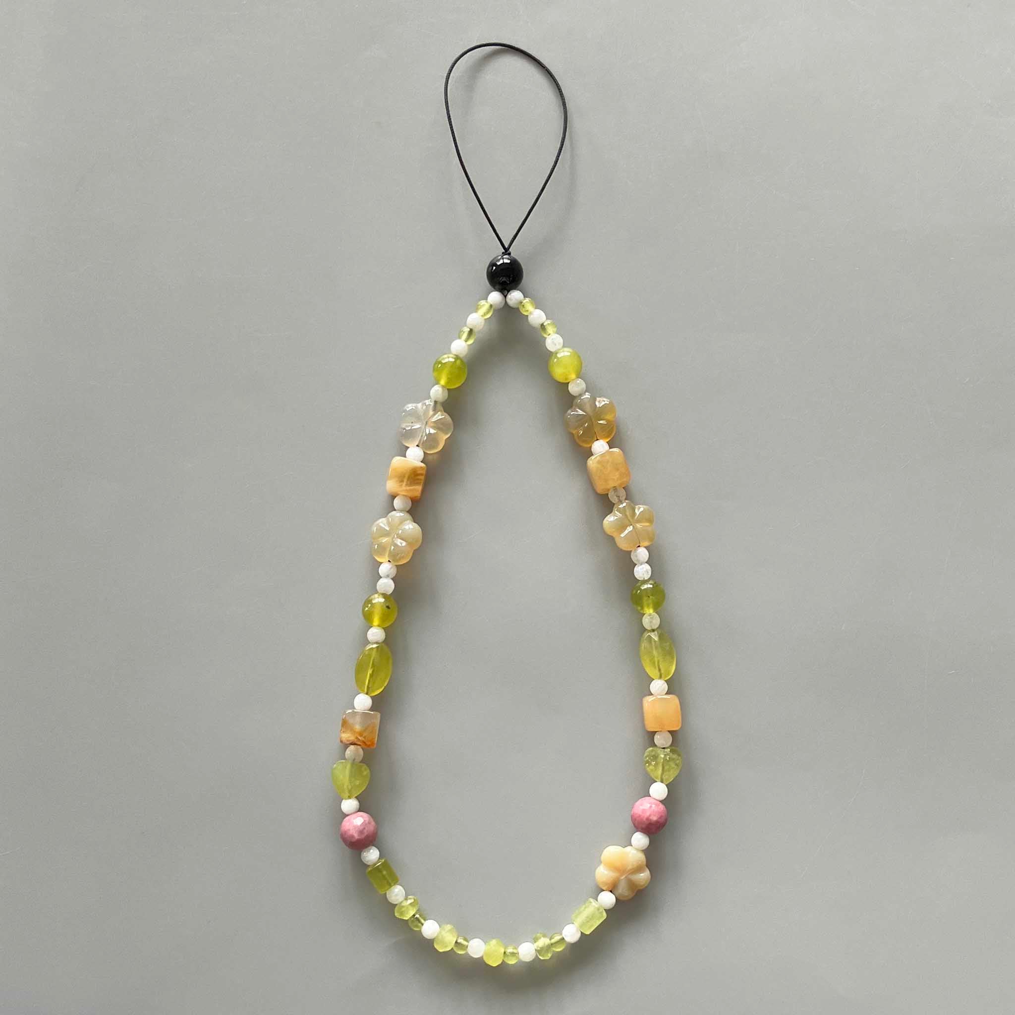 b17323a7bdbaa6de1af5ad6324295ab0-1 Mix Stone Phone Strap 9 inch 23cm #6 香蕉黄, 红玛瑙 (Grade TBC)