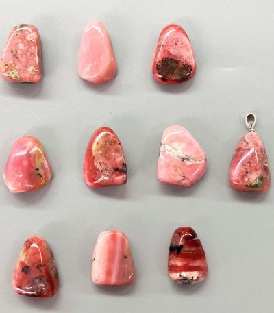Pink Opal Peru Free Form Tumble Pendant With Silver 18-25mm A+/AA