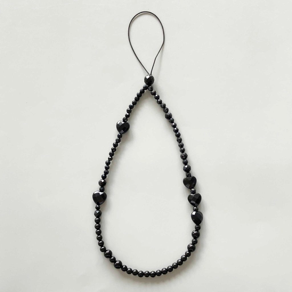 Mix Stone Phone Strap 9 inch 23cm #11 黑曜石, 黑玛瑙 (Grade TBC)