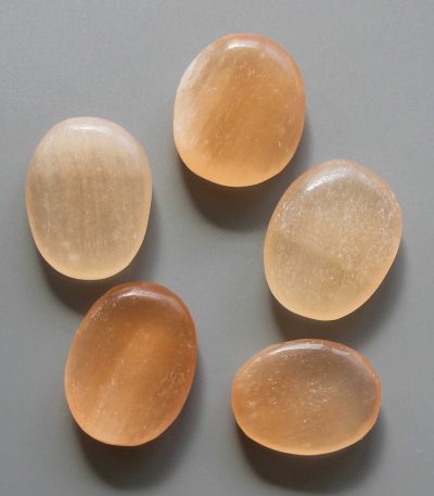 Selenite Red Smooth Stone 1.6 inch (0.8-1 x 3.5-4.5cm) A