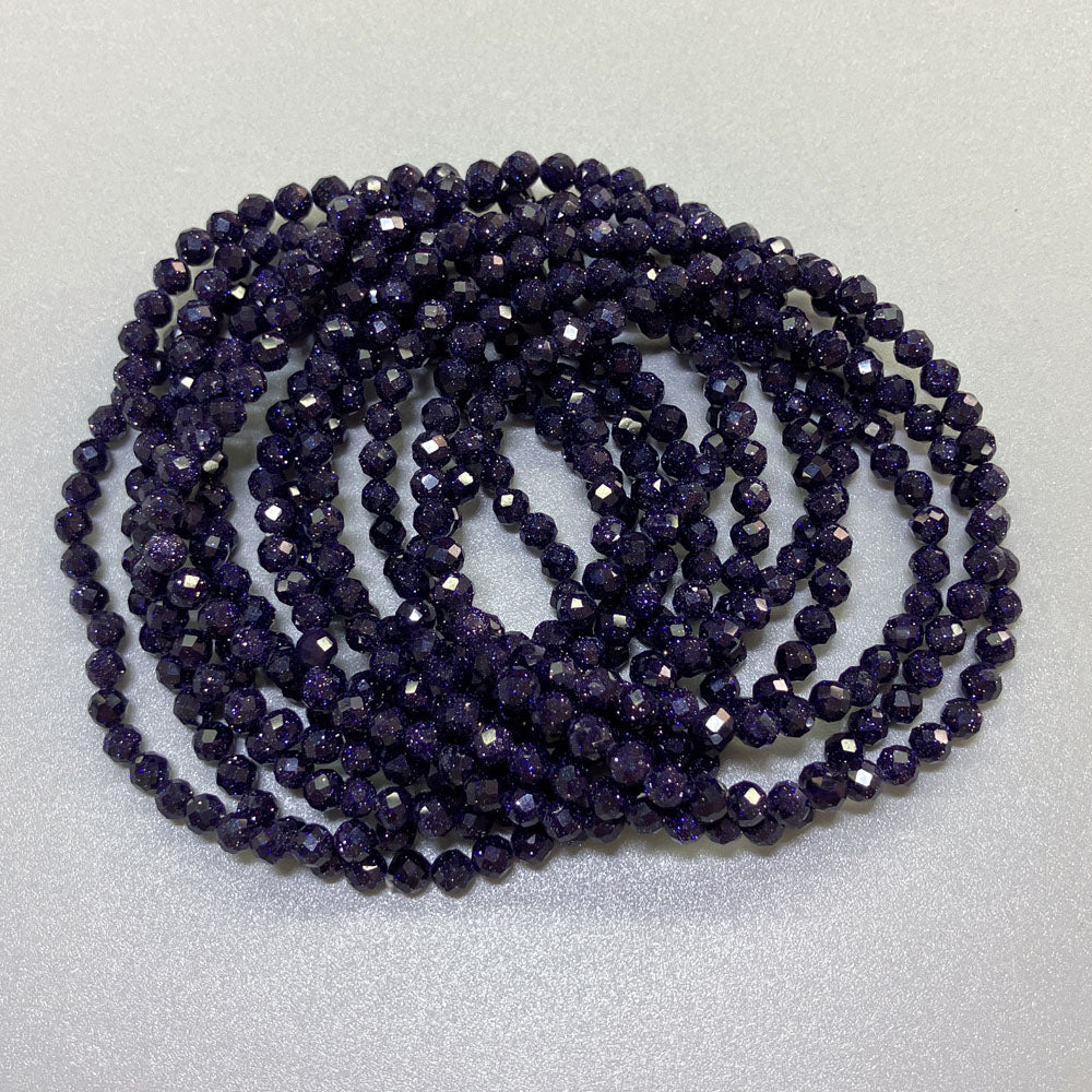 Blue Sandstone Faceted Round Bracelet 4mm A