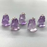 Amethyst Owl Style B Pendant With Silver S052 0.7inch (1.6-1.8cm) A/A+