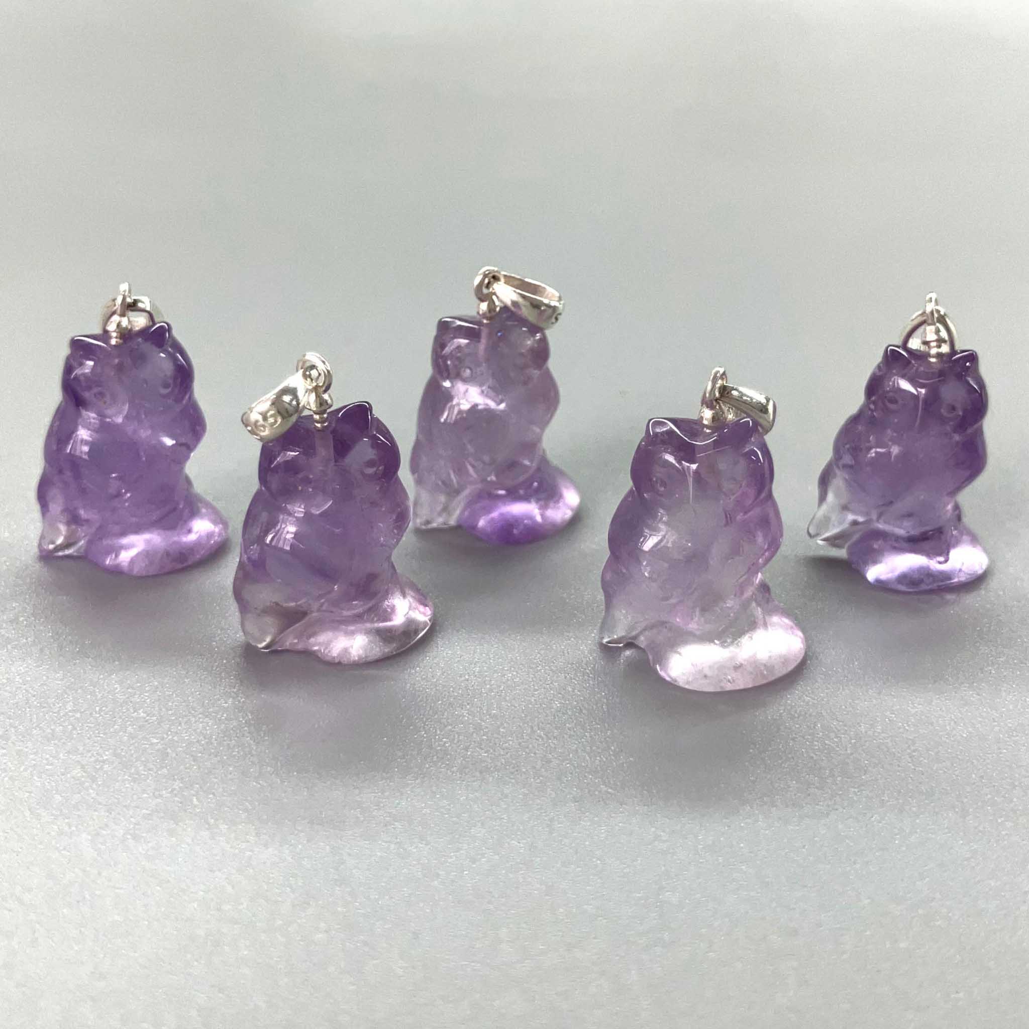 b789d315bd520cbc3ea592424075f3e1 Amethyst Owl Style B Pendant With Silver S052 0.7inch (1.6-1.8cm) A/A+