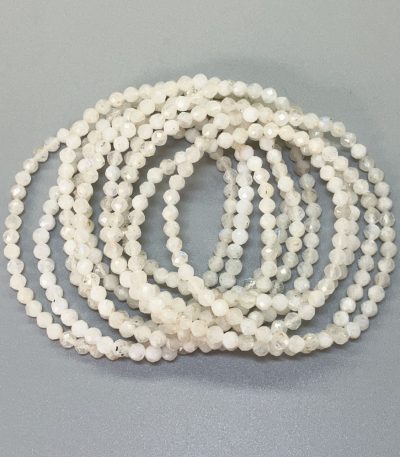 Moonstone Rainbow White Faceted Round Bracelet 4mm A
