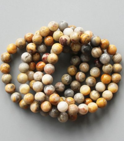 Crazy Lace Yellow Agate Round Bracelet 18cm 8mm A/B