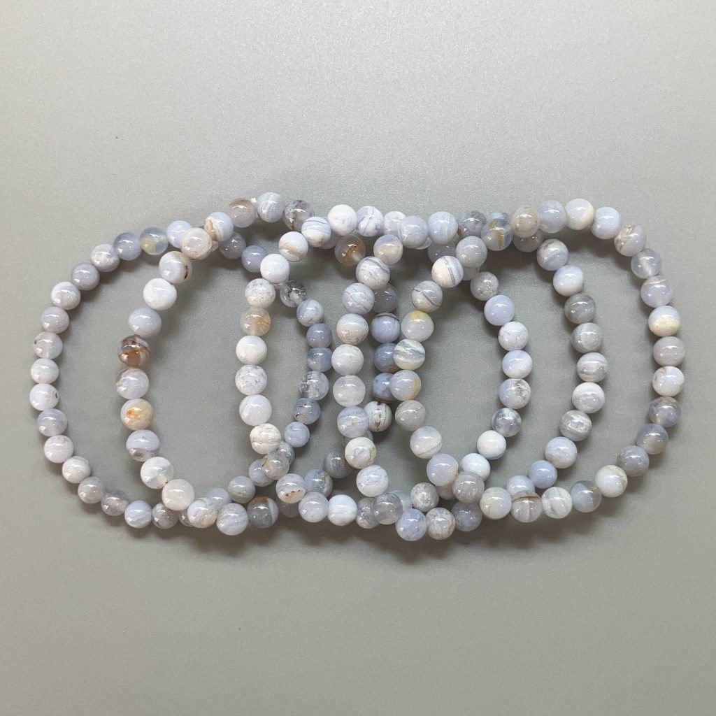 Blue Lace Agate Round Bracelet 18cm 6mm A/B