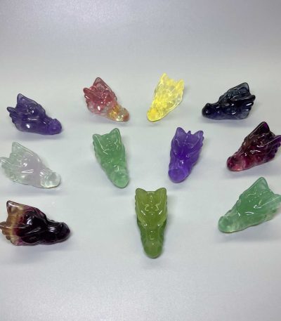 Fluorite Rainbow Candy Dragon Head 1.5 Inch 3.8cm A+/AA