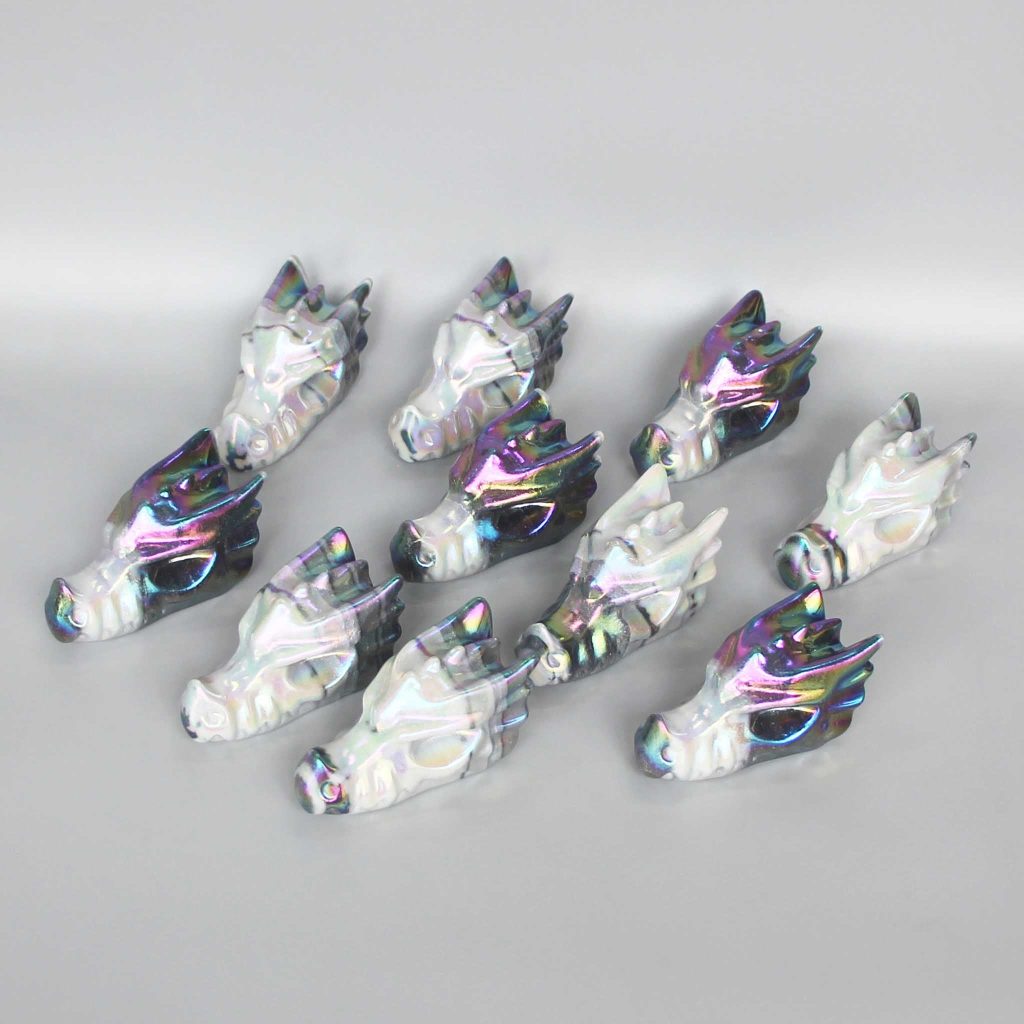 Tai Chi Stone Laser Deep Rainbow Color Dragon 2.8-3.2 inch (7-8cm) A