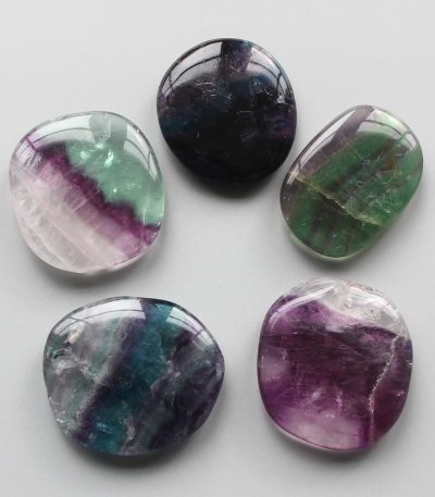 Rainbow Fluorite Smooth Stone 1.6 inch (0.8-1 x 3.5-4.5cm) A/A+
