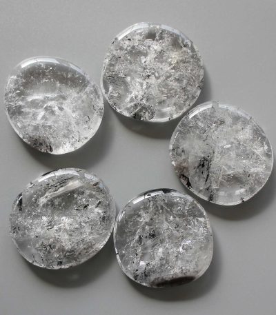 Crystal With Black Inclusions Smooth Stone 1.6 inch (0.8-1 x 3.5-4.5cm) A