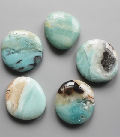Blue Amazonite Smooth Stone 1.6 inch (0.8-1 x 3.5-4.5cm) A