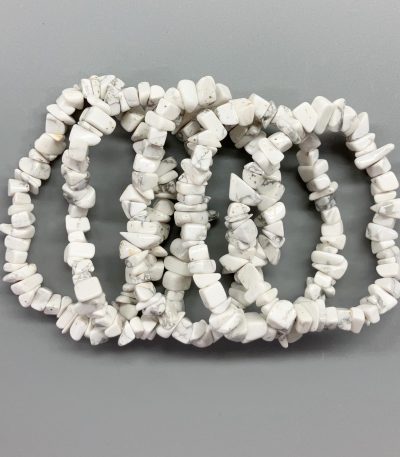 Howlite White Chips Bracelet 4/8mm A