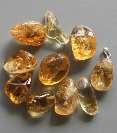 Citrine Free Form Tumble Pendant With Silver 18-25mm A+/AA