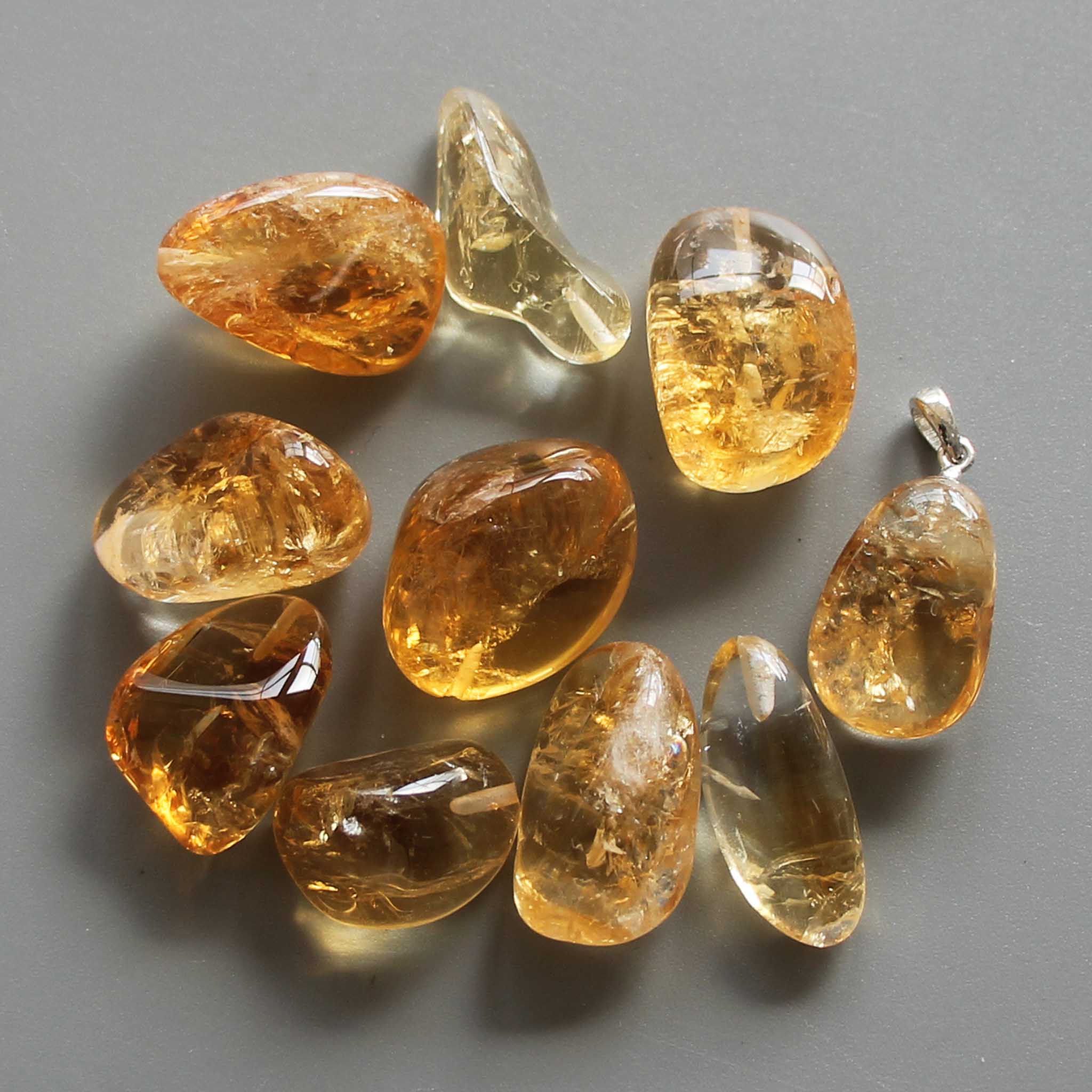 cac26779684a1a6d63075dc22012d607-1 Citrine Free Form Tumble Pendant With Silver 18-25mm A+/AA