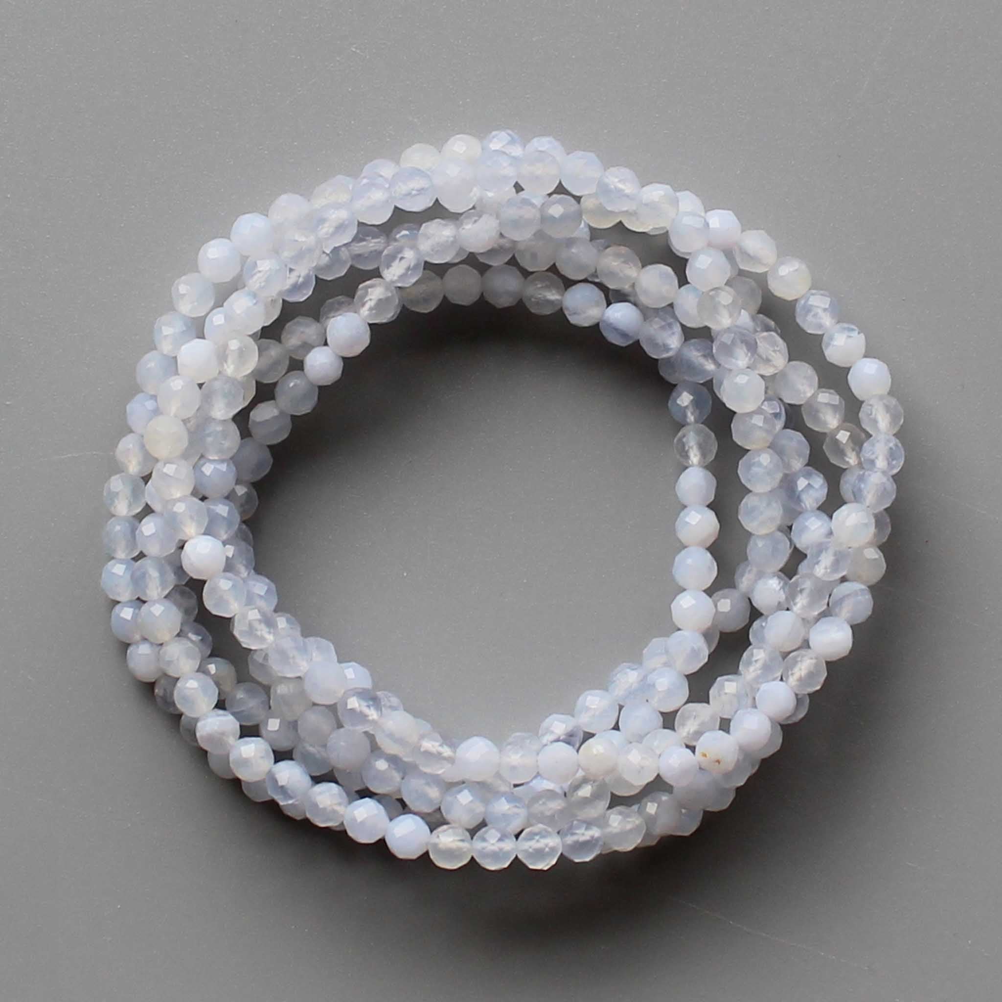 cadc81b9ed5c04134bab894563f0abb3-1 Blue Chalcedony Faceted Round Bracelet 4mm A/A+